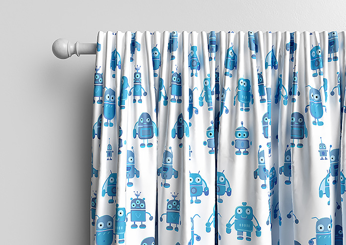 Robo Town, Bot Blue - Made to Measure Curtains - Image 9